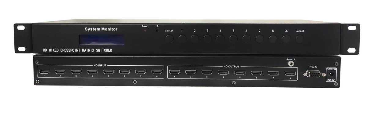 无缝8进8出HDMI矩阵
(支持4K30输入输出)