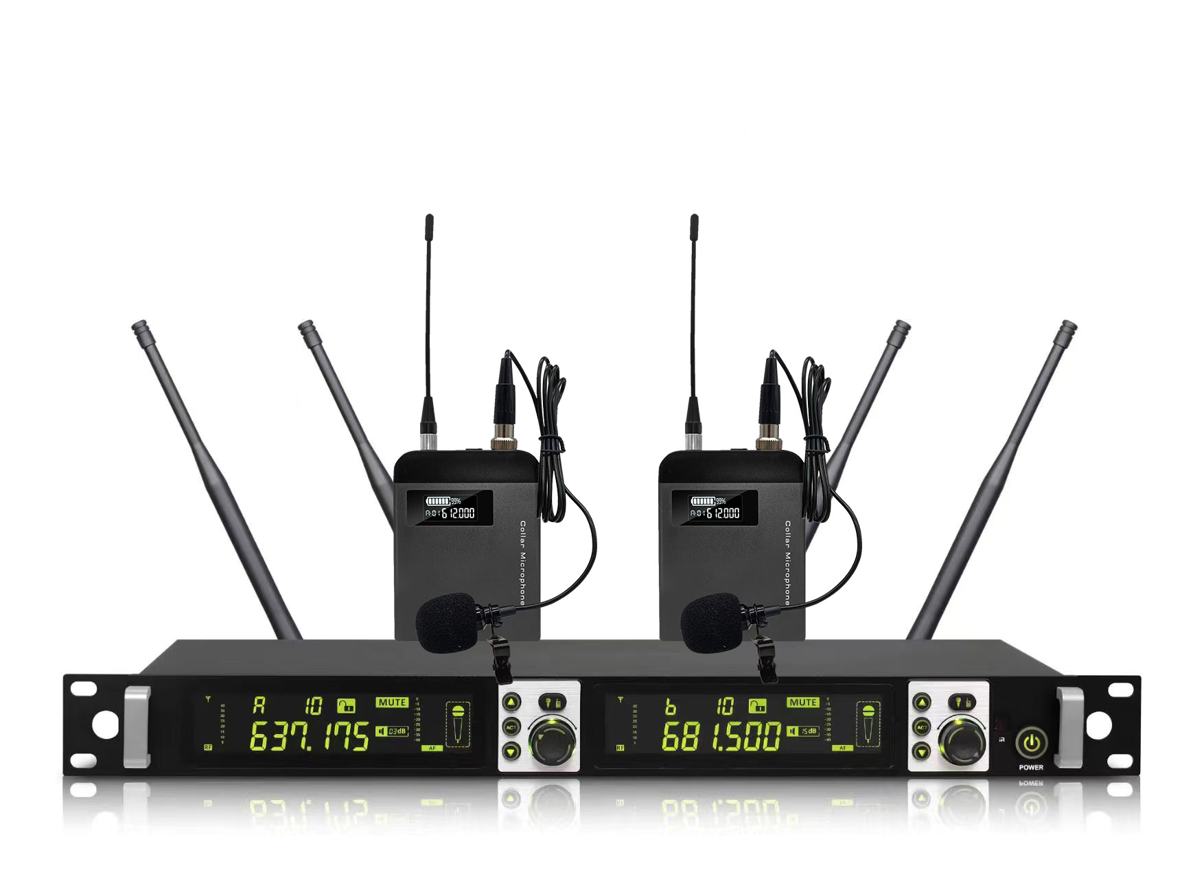 一拖二真分集无线领夹话筒