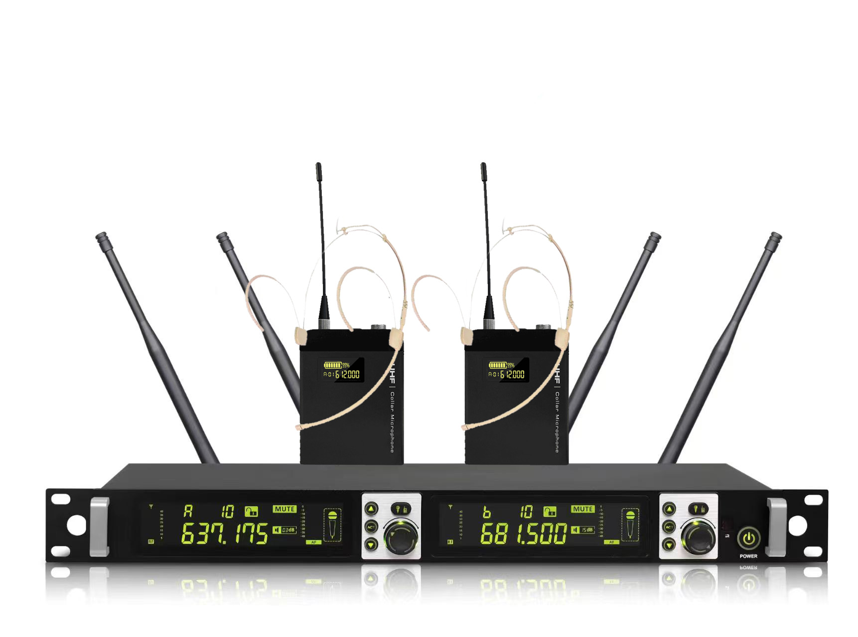 一拖二真分集无线头戴话筒