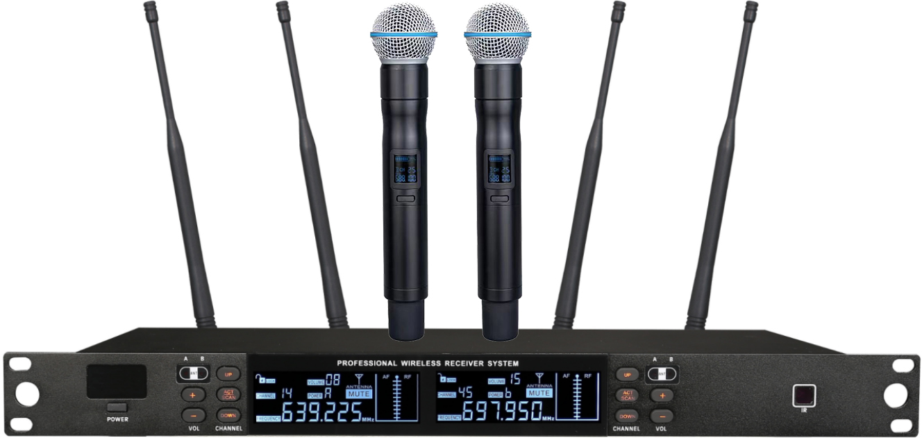 一拖二真分集无线手持话筒