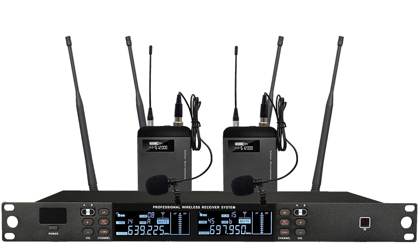 一拖二真分集无线领夹话筒