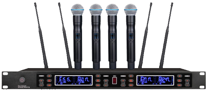 一拖四真分集无线手持话筒