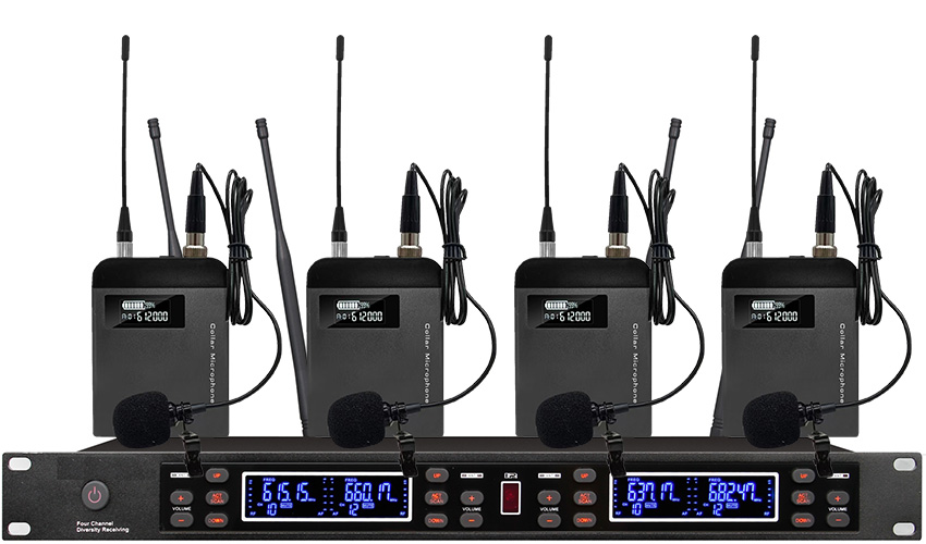 一拖四真分集无线领夹话筒