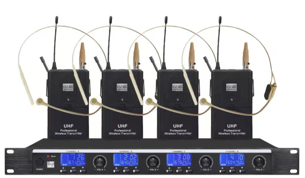 U段红外对频一拖四无线肤色头戴话筒