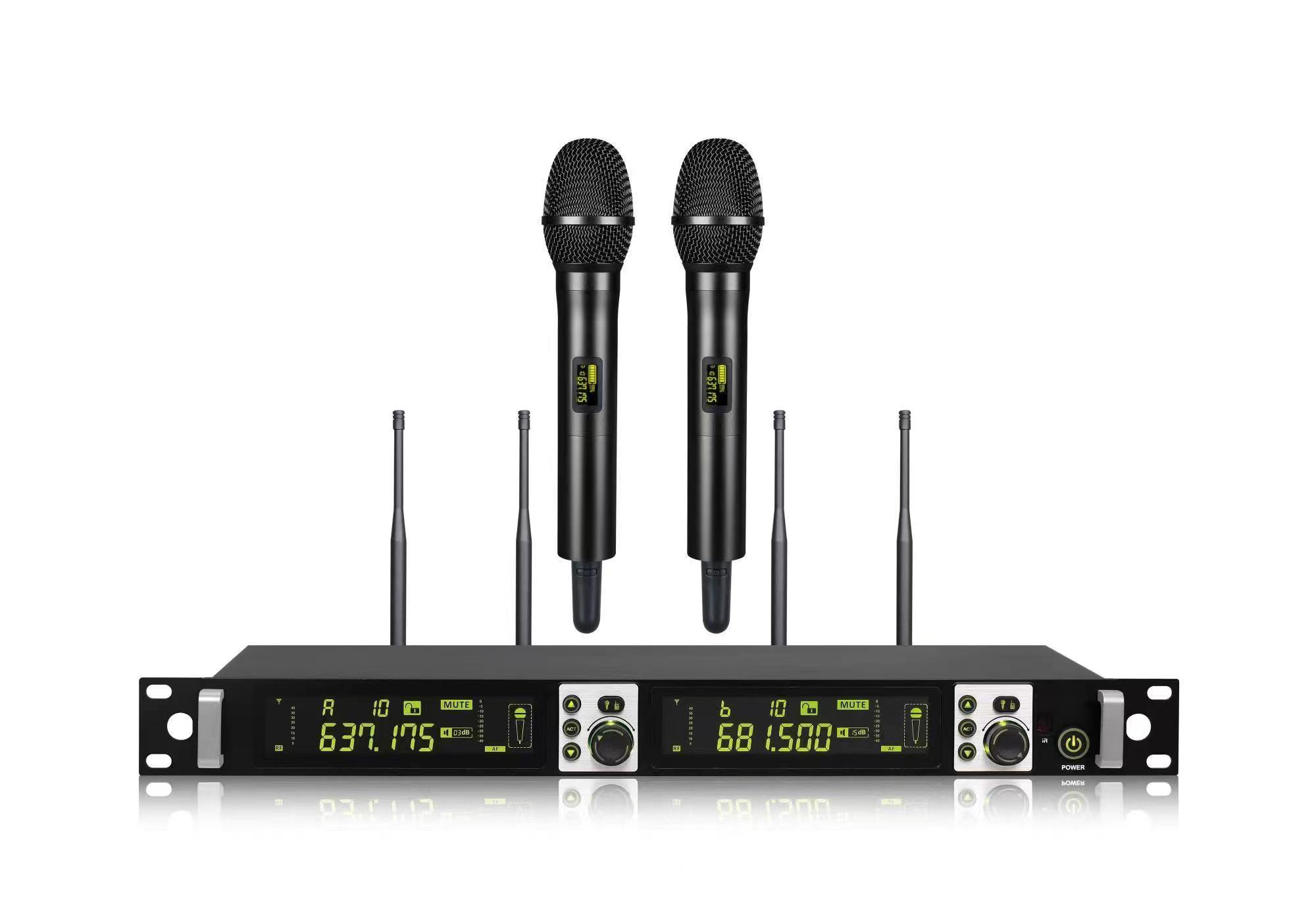 一拖二真分集无线手持话筒